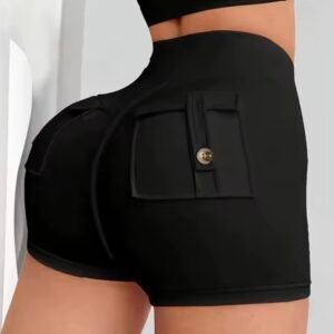 High-waist cargo yoga shorts