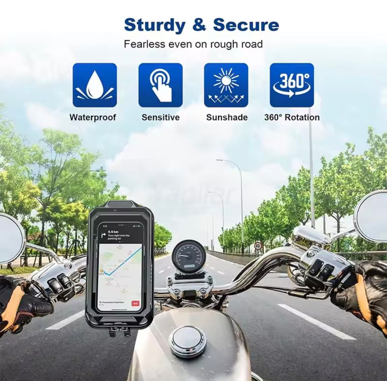 Waterproof Universal Motorcycle Phone Holder - Image 4
